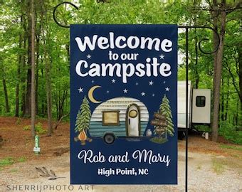 Personalized Camping Flag Custom Campsite Sign Camper Gift Etsy