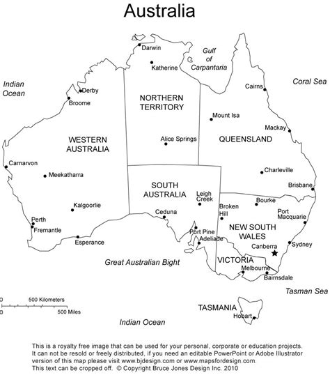 Australia Black And White Map Map Of Australia Black And White