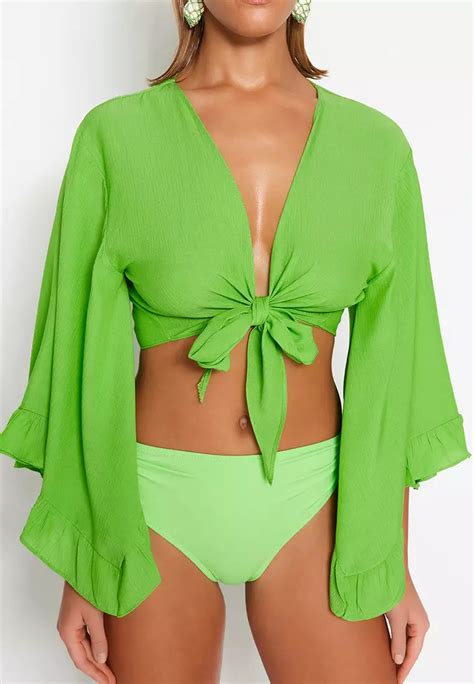 Buy Trendyol Tie Cropped Blouse 2024 Online Zalora