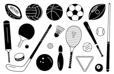 Premium Vector Sport Silhouette Balls And Equipment Set Vector