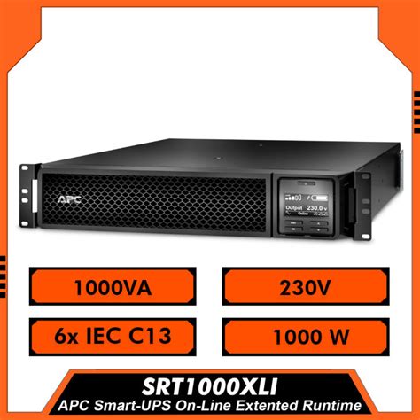 Apc Srt1000rmxli Smart Ups On Line 1000va1000w Rackmount 230v 6x C13 Iec Outlets Smart