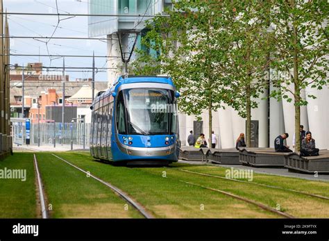 West Midlands Metro Tram Bound For Edgbaston Village In Birmingham City