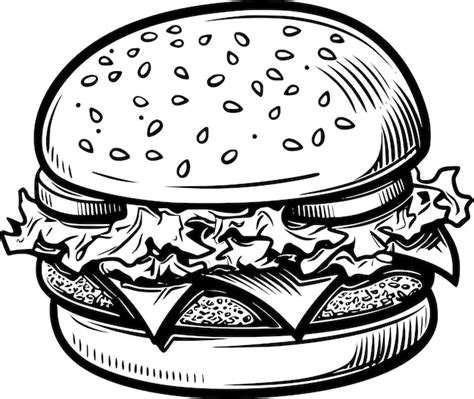 Premium Vector Burger Hamburger Hand Drawn Vector Illustration Sketch Retro Style