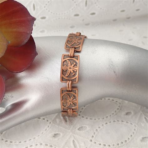 Vintage Southwest Knifewing Copper Panel Bracelet Gem