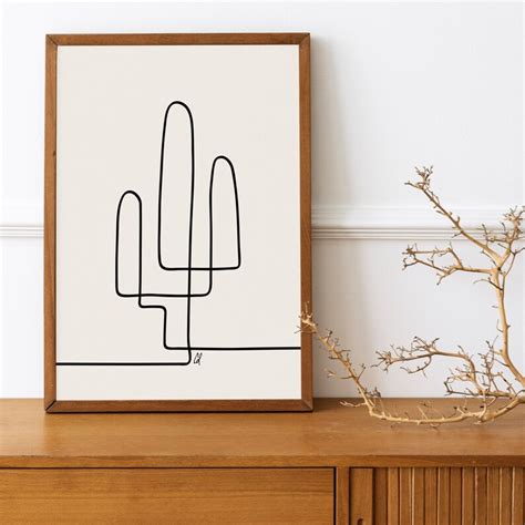 Abstract Cactus Line Art Minimalist Abstract Art Southwest - Etsy