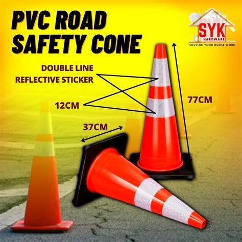 Syk Safety Cone Traffic Pvc Cone Double Reflective Sticker 770mm Road