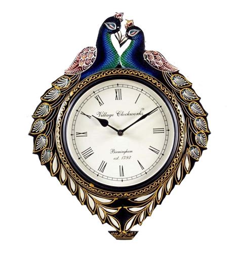 Buy Rk Village Clockworks Wooden Peacock Duo Wall Clock Cm X