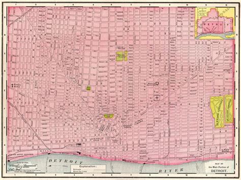 1901 Antique DETROIT Street Map Vintage City Map of Detroit | Etsy | Framed maps, Map of ...