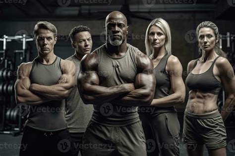 Advertising shot of a extreme bodybuilders in the gym. Concept extreme