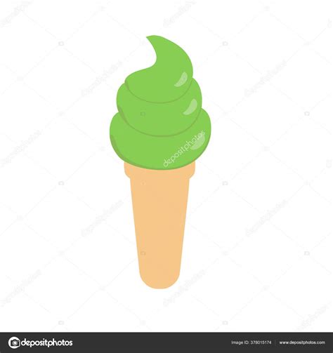 Green Tea Matcha Ice Cream Cone White Background Stock Illustration by ...