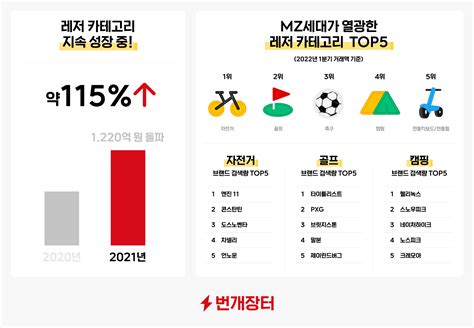 번개장터 스포츠·레저 카테고리 연간 거래액 1220억 원전년 대비 115 Up 플래텀