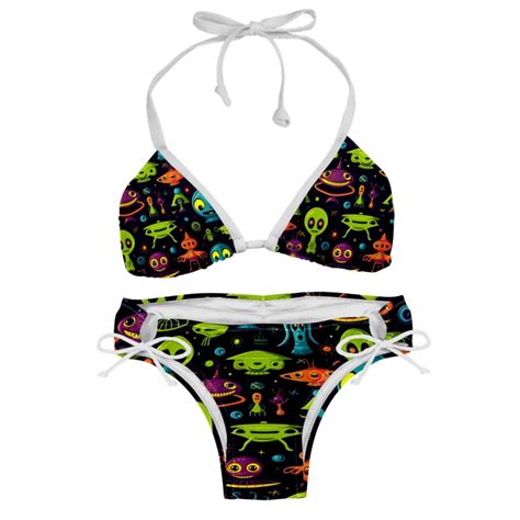 Alien Detachable Sponge Adjustable Strap Bikini Set Two Pack Swim