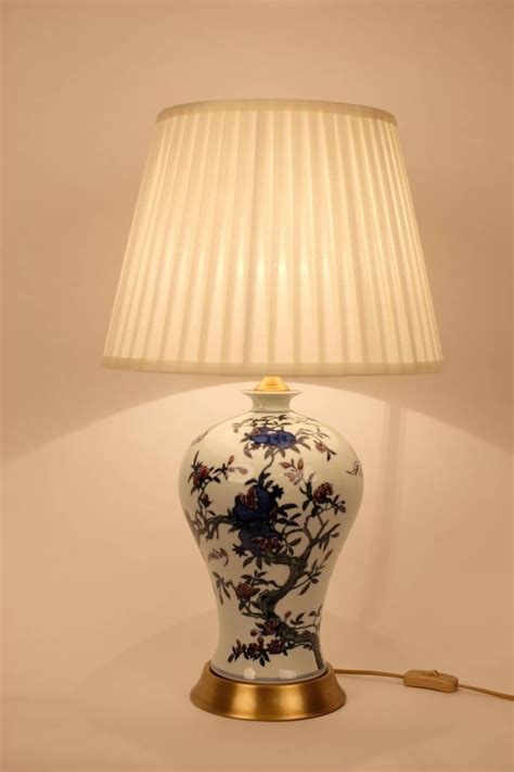 Chinese Table Lamp Porcelain With White Blue Flower Branches Fine