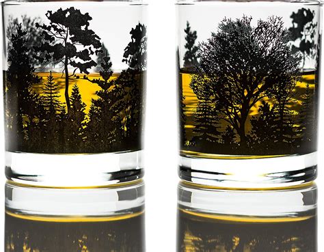 Greenline Goods Whiskey Glasses Forest Landscape Glasses