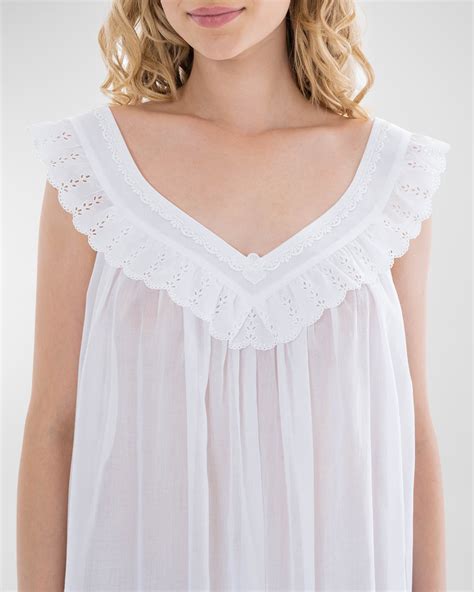 Celestine Susanna 2 Ruched Eyelet Trim Cotton Nightgown Neiman Marcus