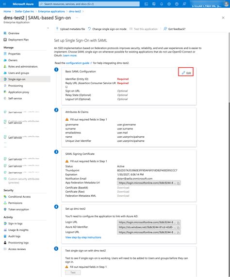 Configuring Azure Ad Sso