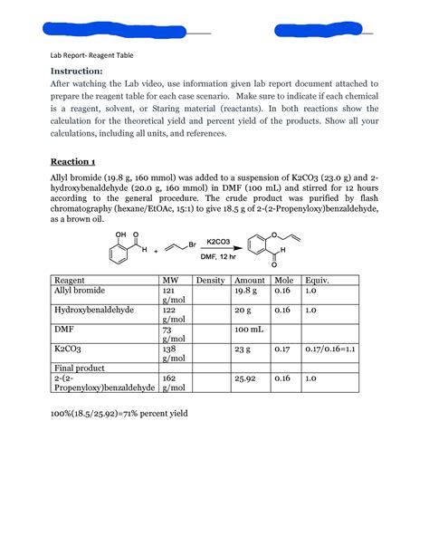 Lab Report Reagent Table Name Gabriela Bernales Date 1 30 2023