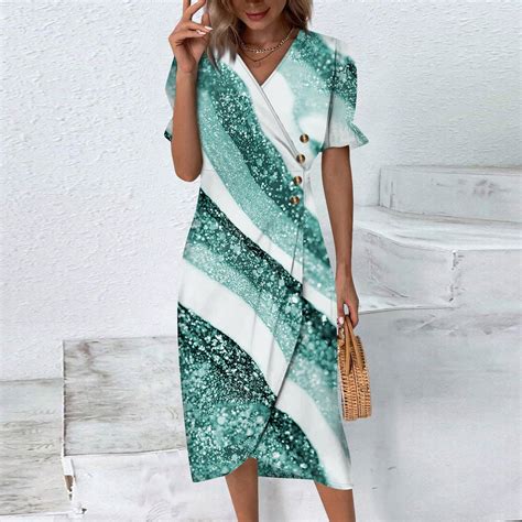 Tofotl Beach Dresses For Women Spring Summer Elegant Wrap V Neck Boho