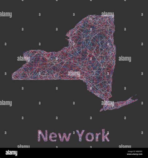 New York State Line Art Map Stock Vector Image And Art Alamy