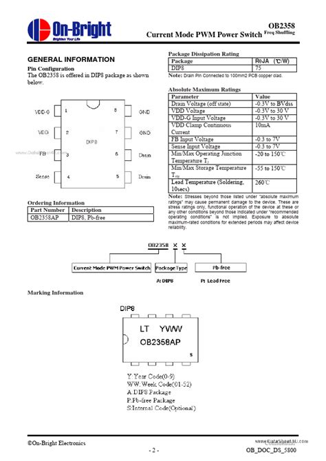 OB2358 Datasheet Current Mode PWM Power Switch