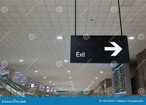 Exit And Arrow Information Board Sign International Airport Terminal