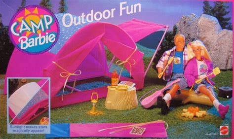 Camp Barbie Outdoor Fun Playset Tent W Light Up Stars On The Roof A Sleeping Bag A Log Tree