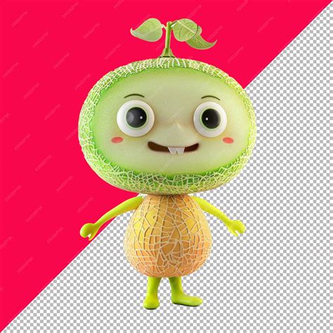 Cute Honeydew Character 3d Isolated Render Transparent Background Png