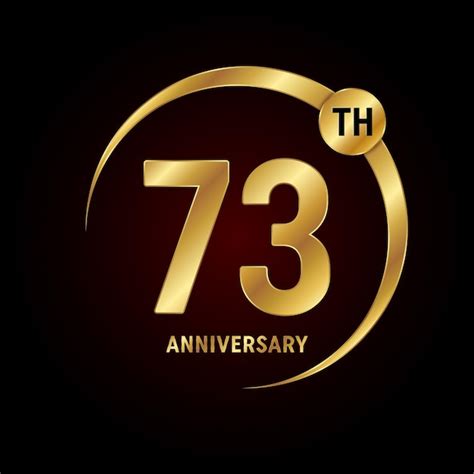 Logo design zum 73 jährigen jubiläum mit goldenem text und ring logo