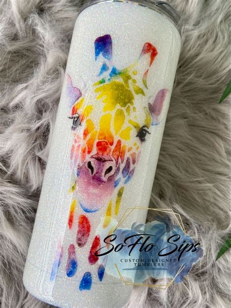 Giraffe Glitter Tumbler Glitter Tumbler Cups Custom Tumbler Cups