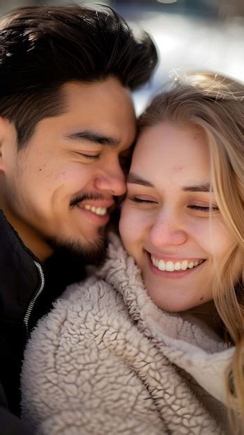 A Man And Woman Are Smiling And Smiling Premium AI Generated Image