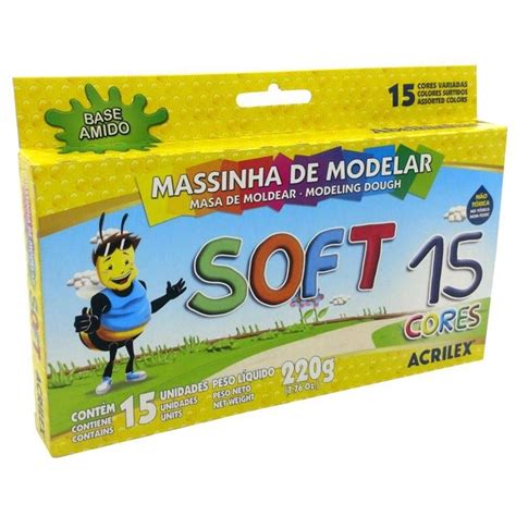 Massa De Modelar ACRILEX Soft 15 Cores 220G Bliss Papelaria