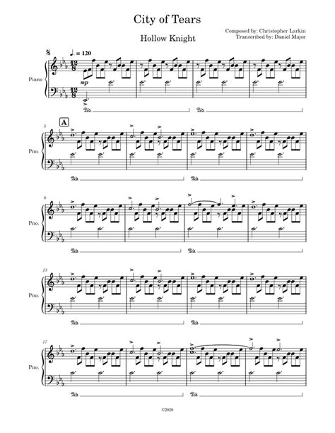 Hollow Knight - City of Tears (Piano) Sheet music for Piano (Solo ...