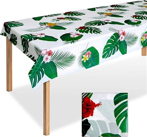 Elecland Hawaiian Luau Tablecloth Tropical Palm Leaves Tablecloth