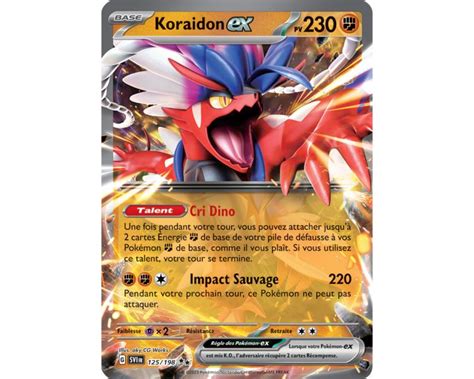 Koraidon EX Pv 230 125 198 Carte Double Rare Écarlate et Violet