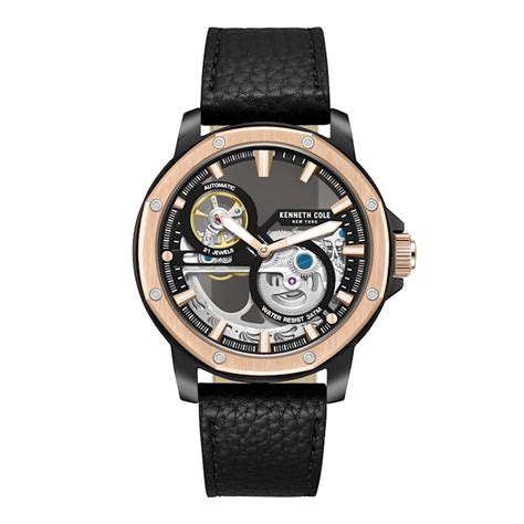 Kenneth Cole New York Men's Black Leather strap watch - 13MJZB