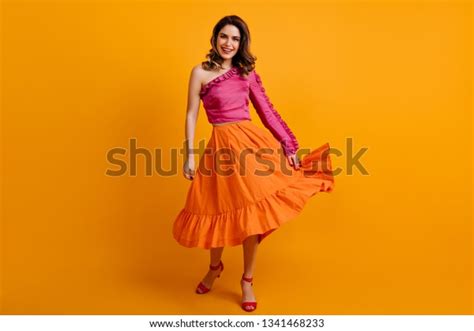 Lovable Brunette Woman Playing Her Long Stock Photo 1341468233 Shutterstock