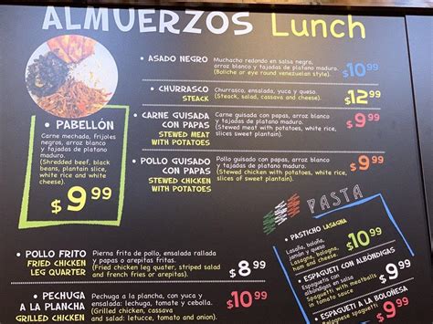 Carta Del Restaurante El Arepazo Vzla Carrollton