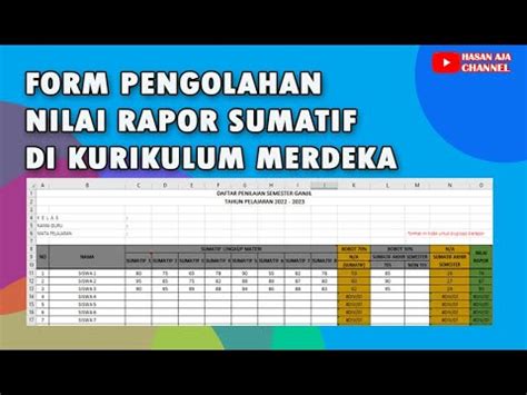 Form Pengolahan Nilai Rapor Sumatif Kurikulum Merdeka YouTube