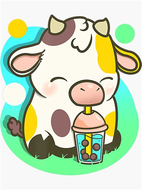 Cute Cow Boba Tea Bubble Tea Anime Kawaii Sticker For Sale By