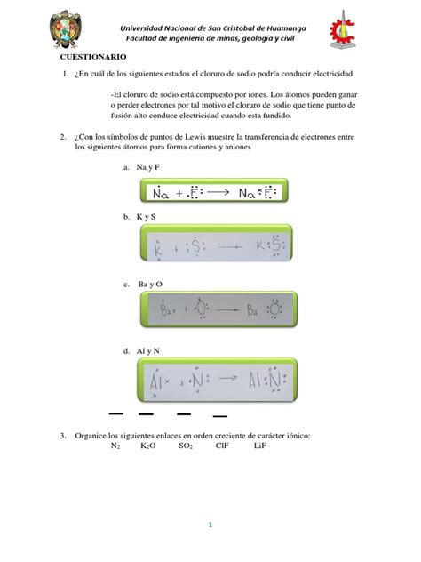 Cuestionario Quimica N5 Pdf Polaridad Química Fuerza Intermolecular