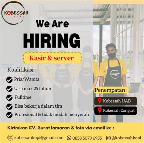 Lowongan Kerja Kasir Server Di Kobessah Kopi LokerJogja ID