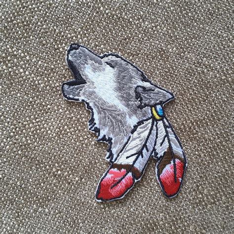 Large Tribal Wolf Head Embroidered Patch Design Art Iron On Embroidery