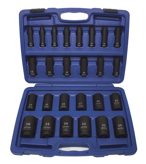 WESTWARD Impact Socket Set Alloy Steel Black Oxide 1 2 In Impact