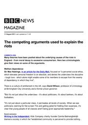 BBC News - The competing arguments used to explain the riots : BBC ...