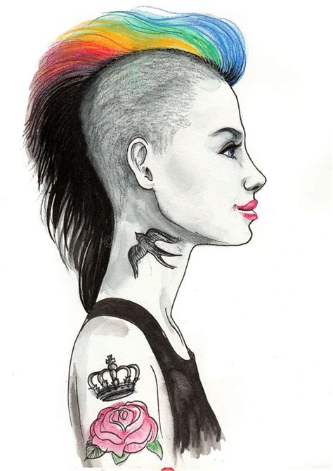 Punk girl stock illustration. Illustration of rock, rainbow - 100164761