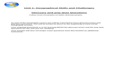 Pdf Unit 1 Geographical Skills And Challenges Glossary And €¦ · 7