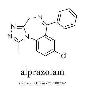 Alprazolam Sedative Hypnotic Drug Benzodiazepine Class Stock Vector