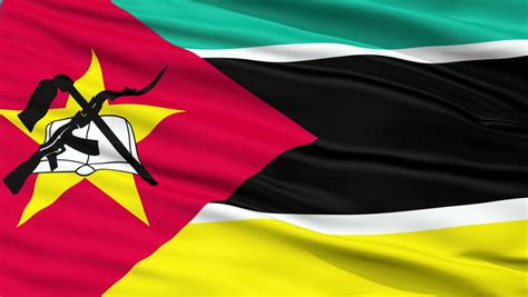 National Flag Of Mozambique It Includes The Image Of An Ak 47 With A