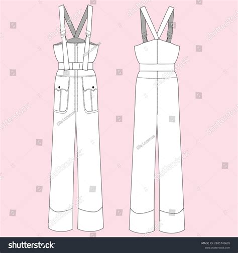 Loose Denim Jumpsuit Technical Drawing Fashion Royalty Free Stock