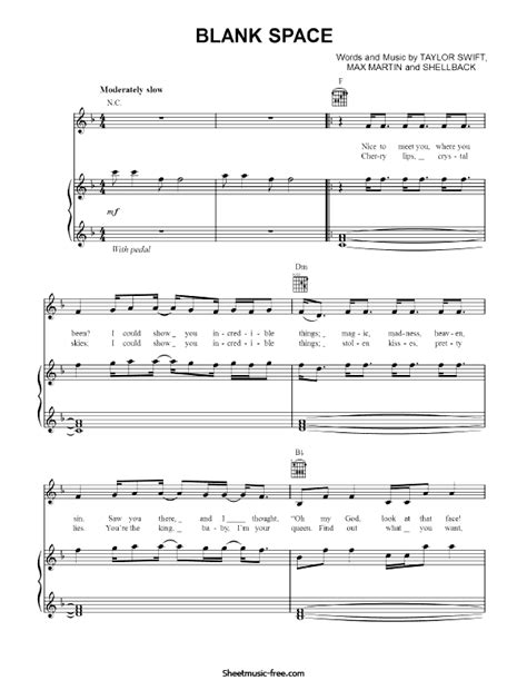 Blank Space Sheet Music Taylor Swift Sheet Music Free